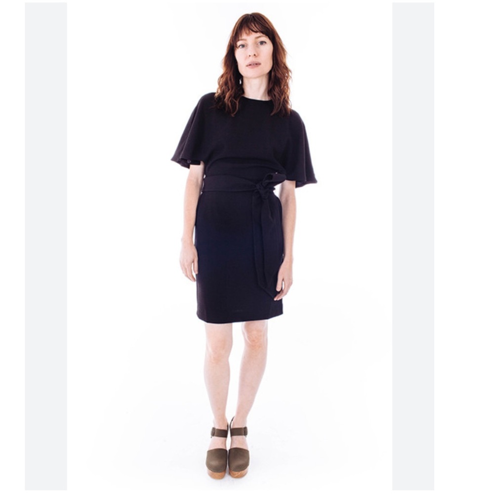 Ganni Clark Crepe Shirt Dress in Black